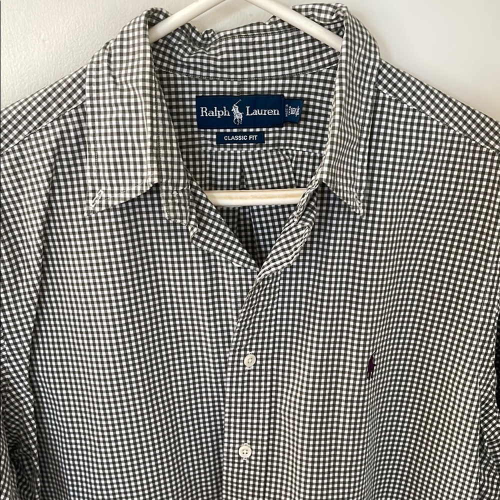Ralph Lauren Men's Black and White Checkered Shirt